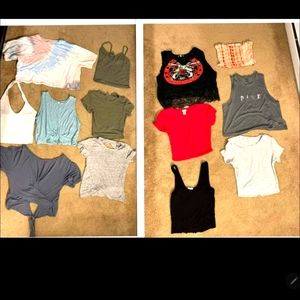 Group of tees and a group of tanks